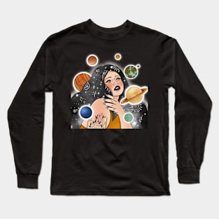 Space Girl Planets Long Sleeve T-Shirt